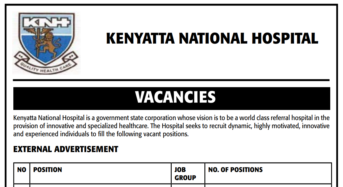 37 Posts Kenyatta National Hospital Jobs December 2024