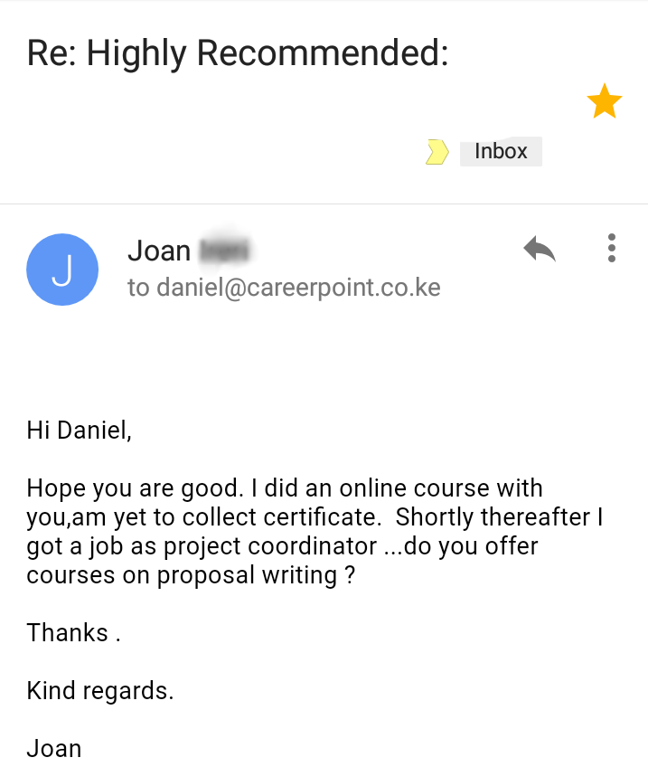 Joan Ireri Testimonial