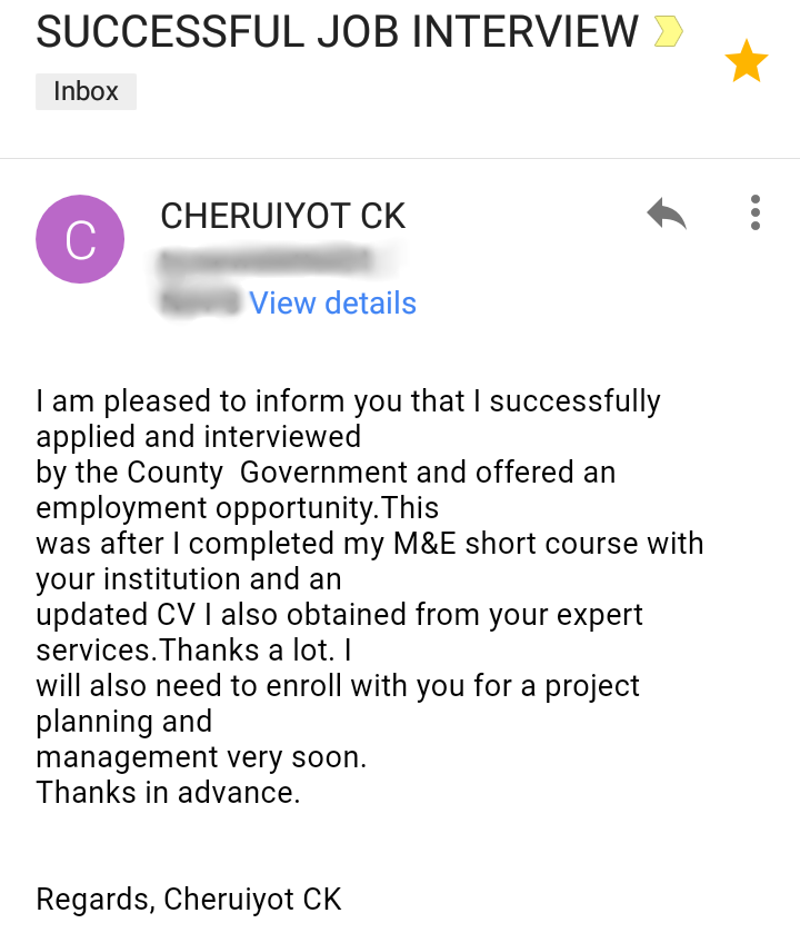 Cheruiyot CK Testimonial